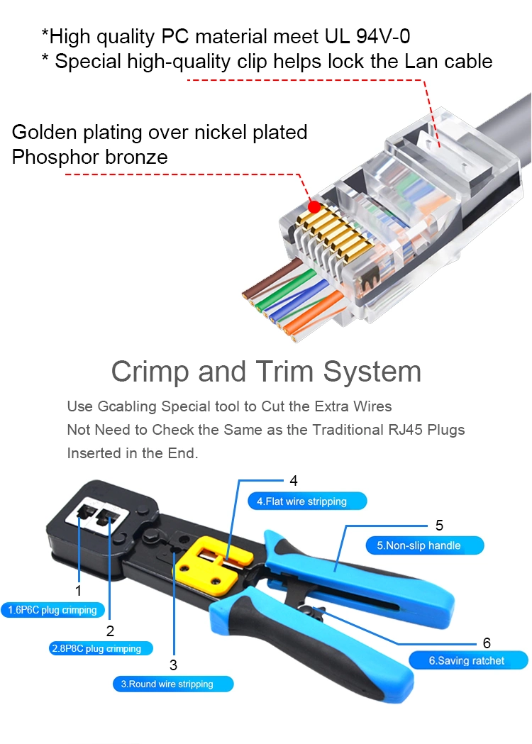 Gcabling CAT6 UTP RJ45 Plug Monoprice Professional Networking Tool Kit LAN Networking Crimping Tool