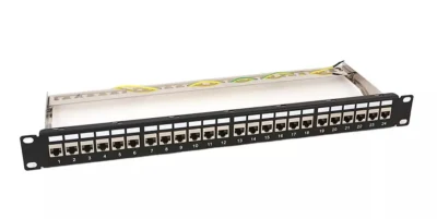 STP 19 Zoll 24 Ports CAT6A Patchpanel